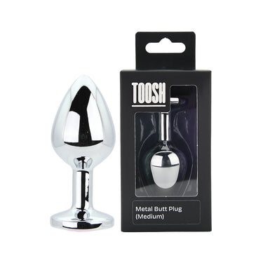 Luxury Toosh Metal Butt Plug in medium size, 3.2 inches long, ideal for intimate exploration and pleasure enhancement.
